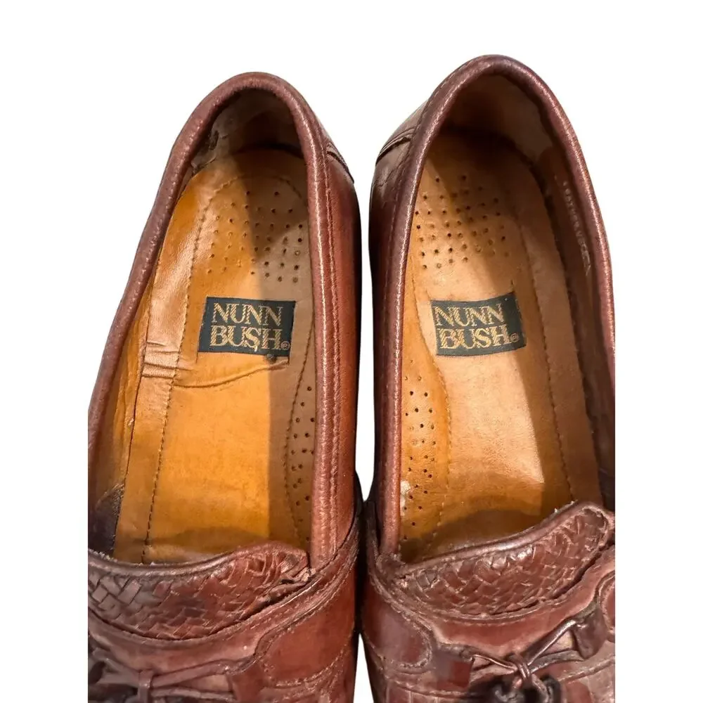 Vintage Nunn Bush Men's Genuine Leather Slip On Dress Shoes Brown Size 8N